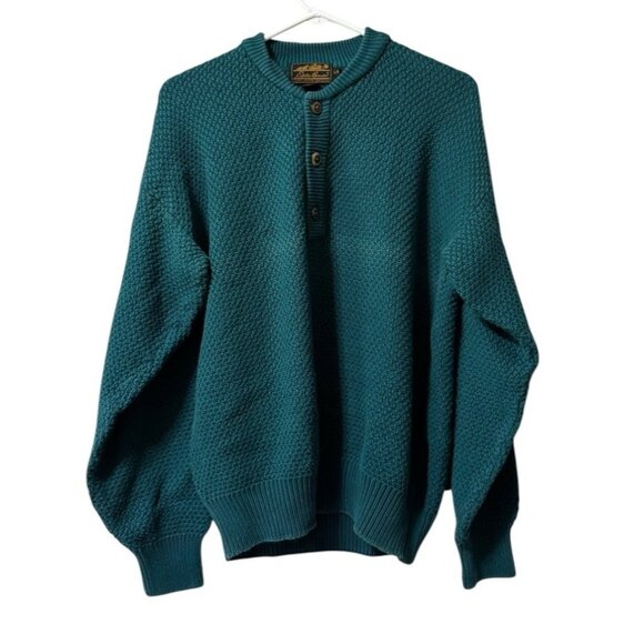 Vintage‎ Eddie Bauer Sweater Men Large Chunky Fisherman Y2K Classic Grandpacore - Picture 1 of 12